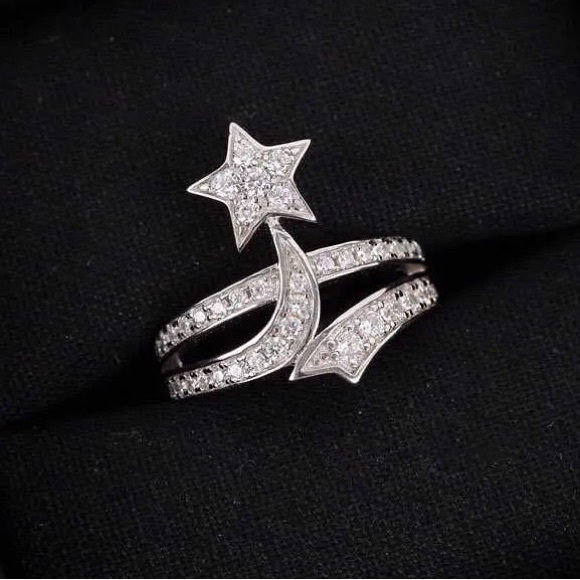 - ⭐️Sterling Silver Shooting Star Motif pave-set w/round brilliant cut CZ … - Picture 13 of 16